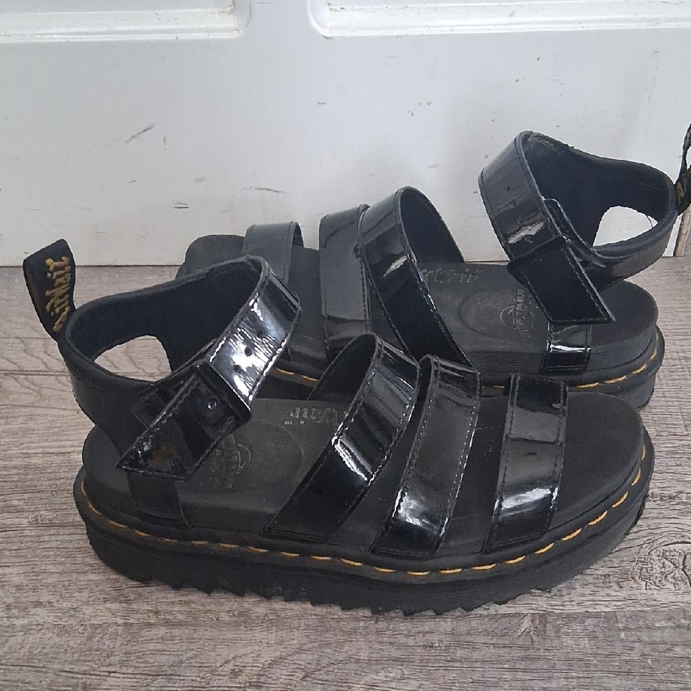 Dr. Martens Black Blaire Patent Leather Strap Sandals US 7 Womens - Picture 12 of 12